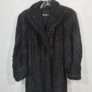 Outstanding MINK fur jacket black brown chevron Medium Neiman Marcus coat